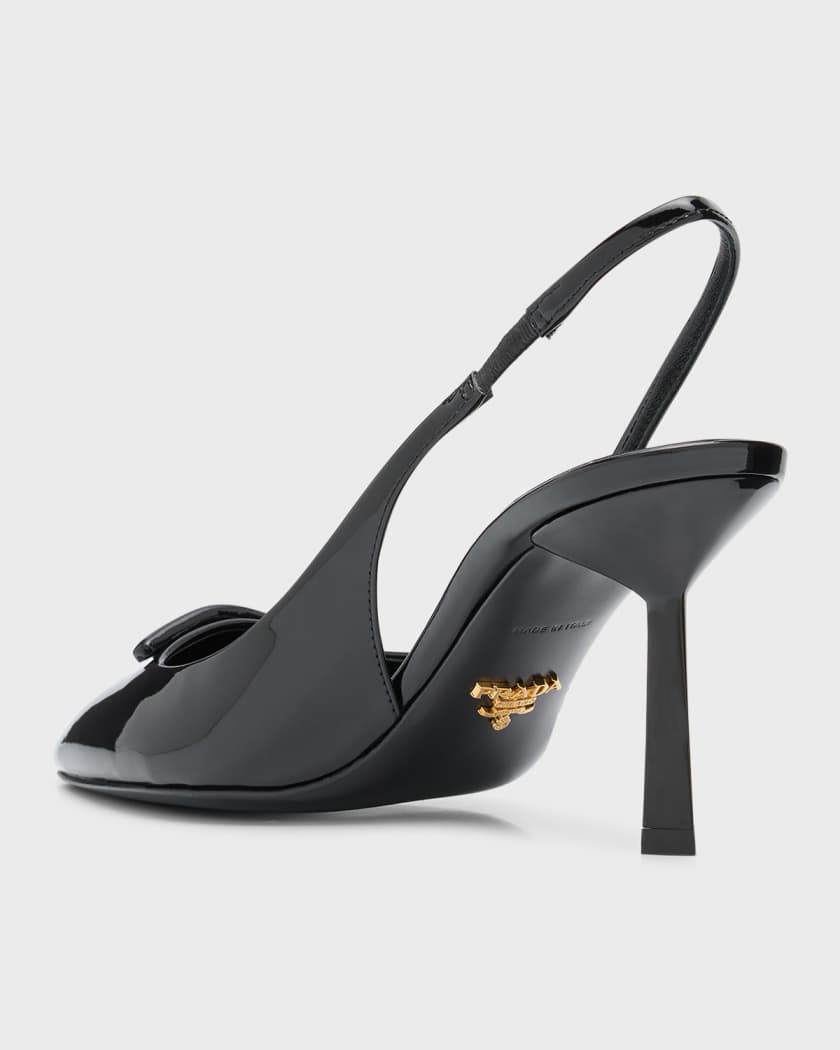 Prada 75mm leather slingback pumps - White