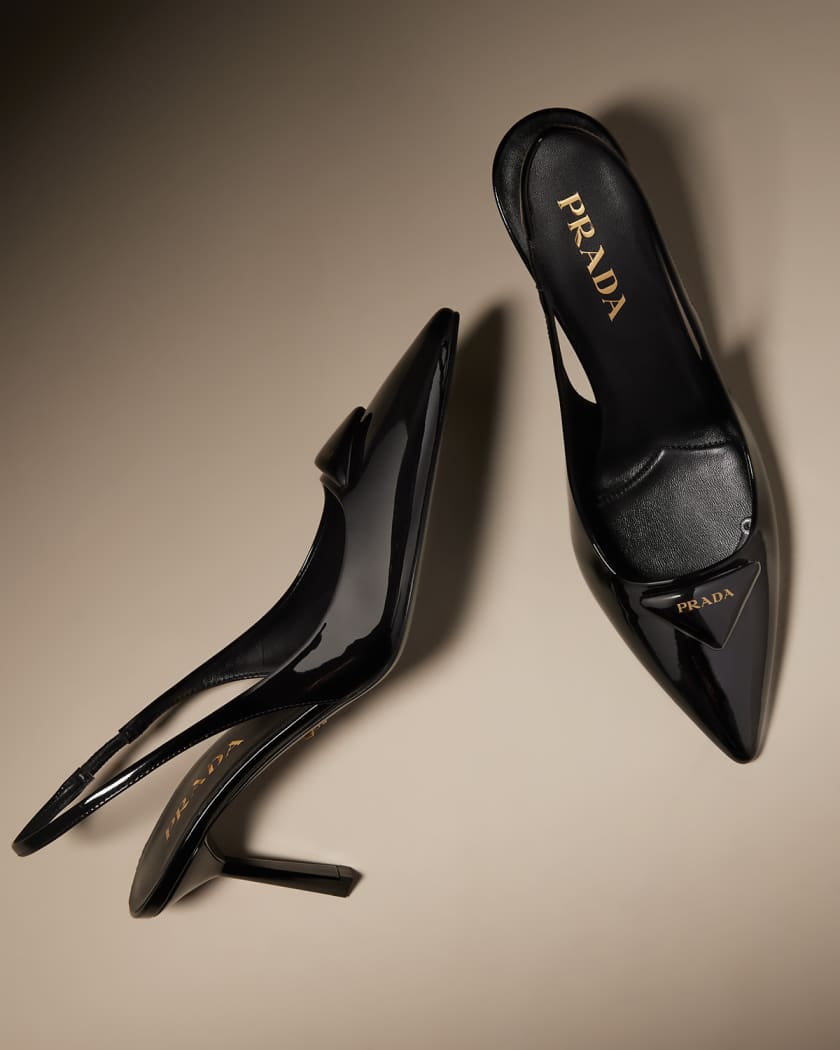 Prada new arrivals metallic pumps