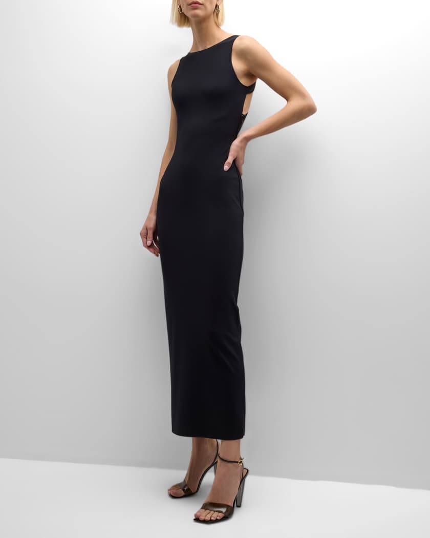 Sleeveless Open-Back Jersey Maxi Dress