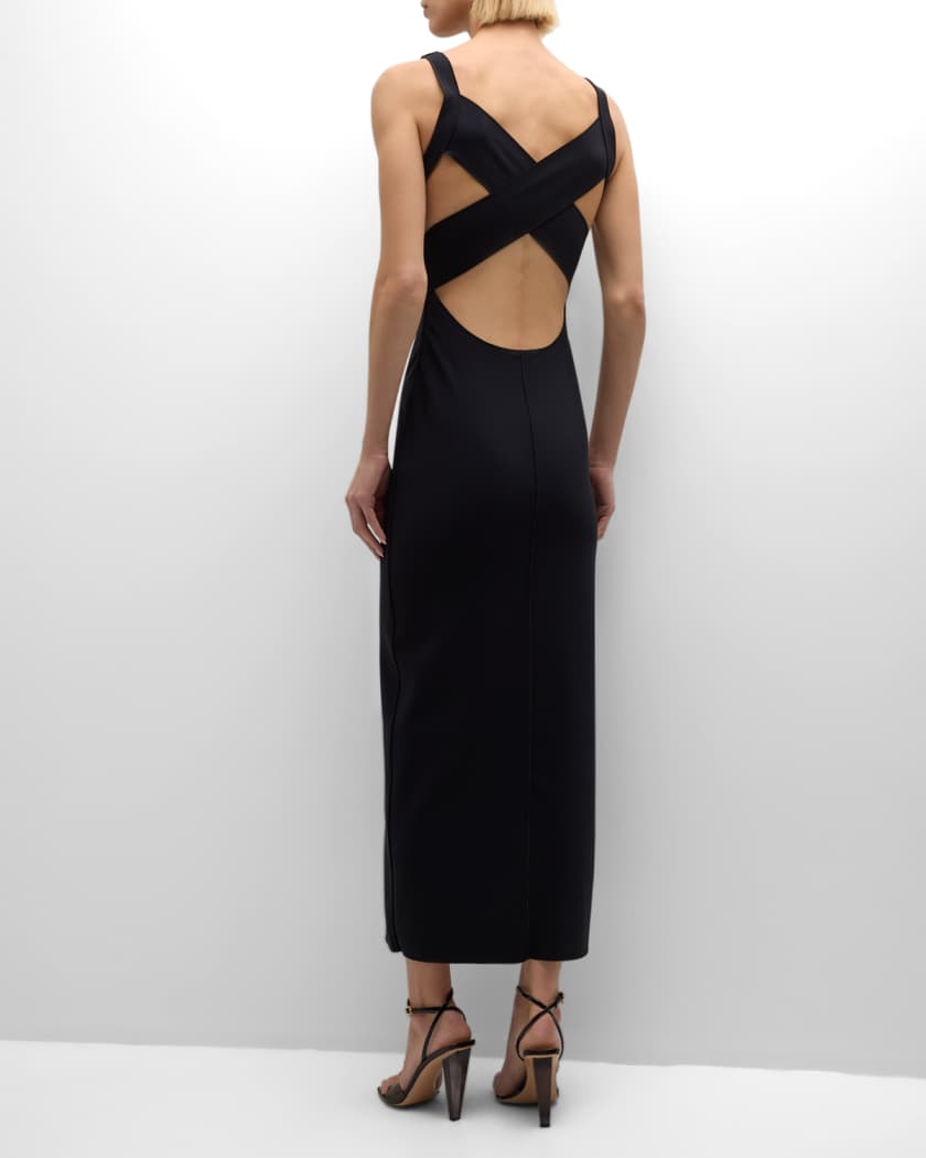 Sleeveless Open-Back Jersey Maxi Dress