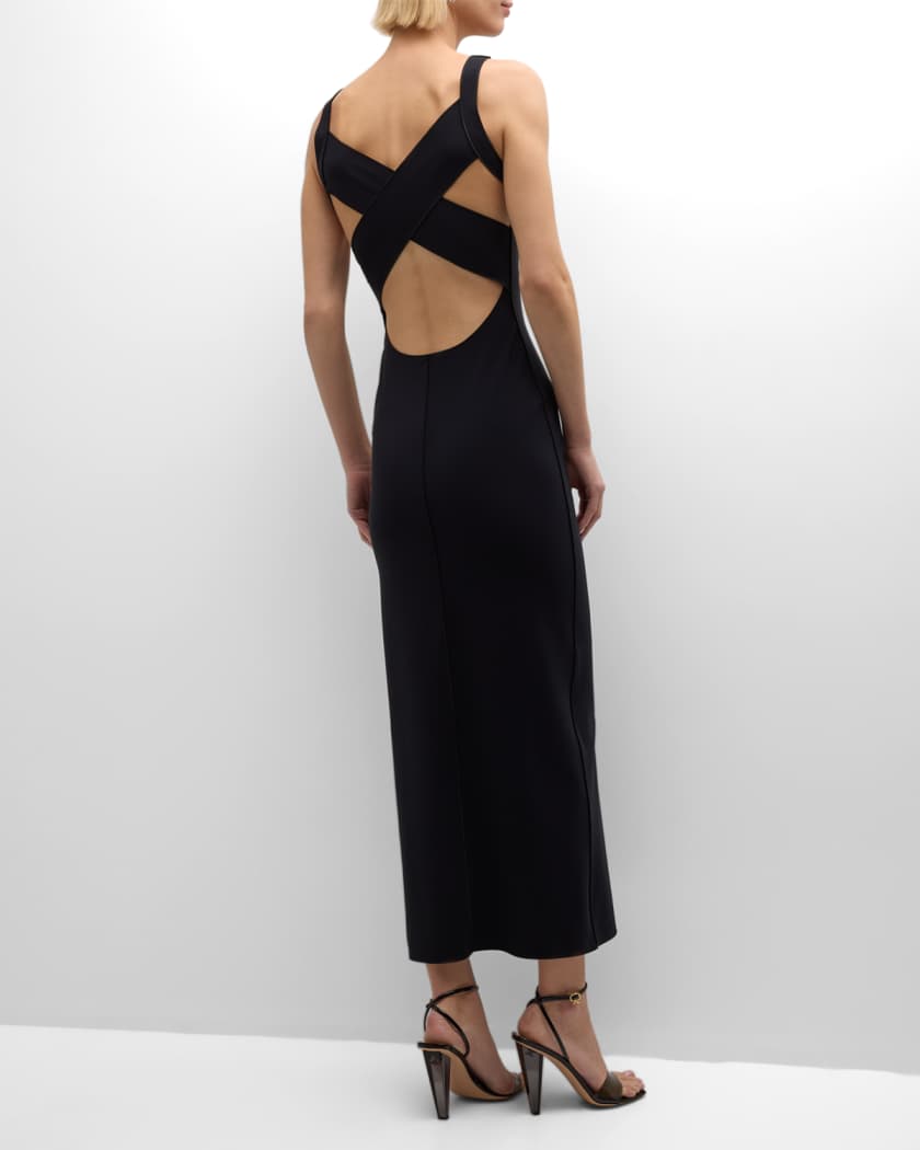 Sleeveless Open-Back Jersey Maxi Dress