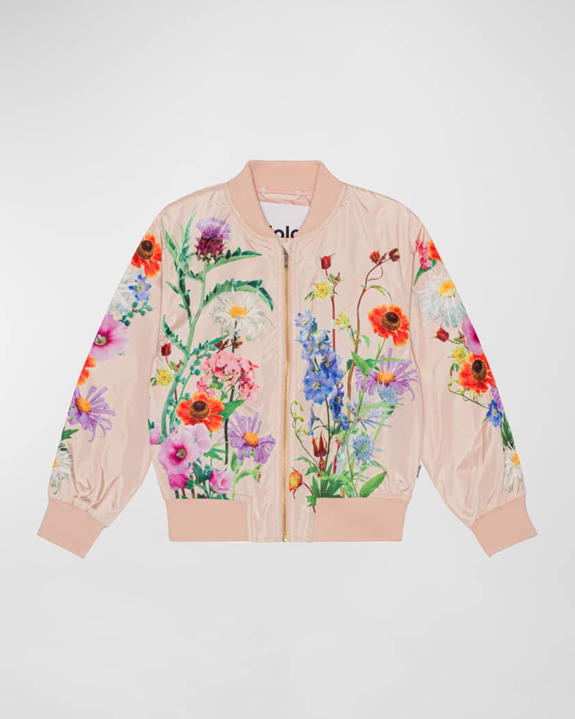 Ribbed trim discount botanical print jacket