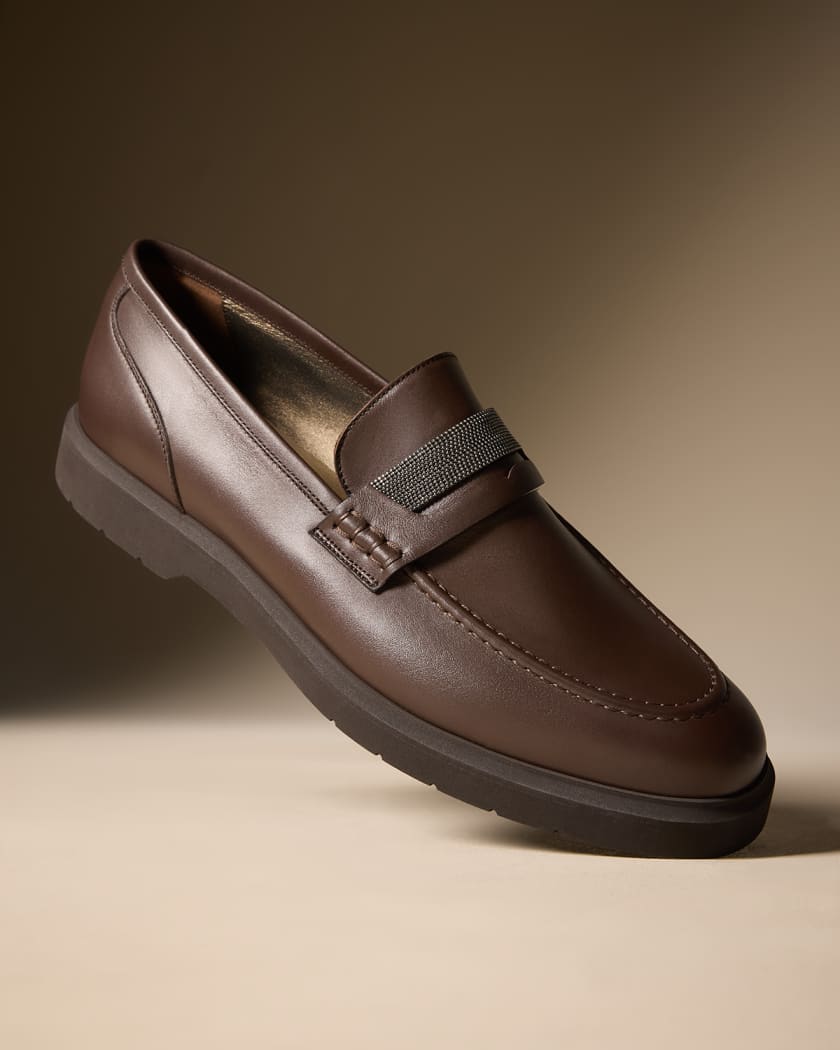 Corneliani penny-slot leather loafers - Brown