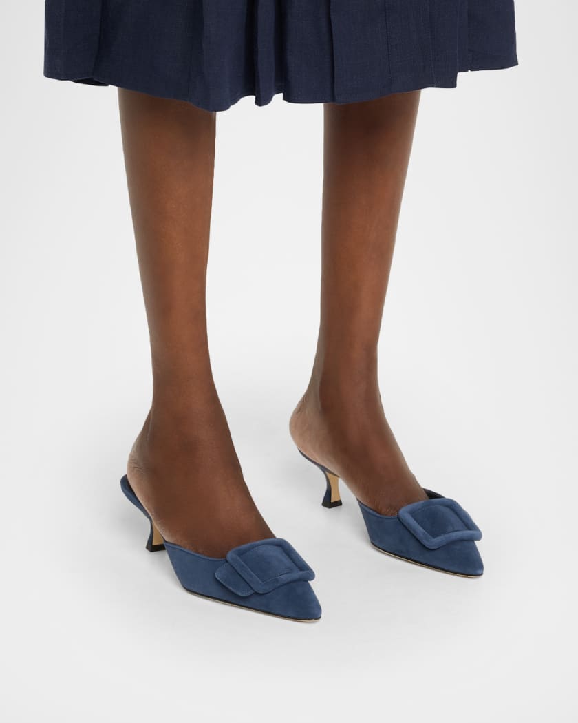 Maysale Suede Buckle Mules