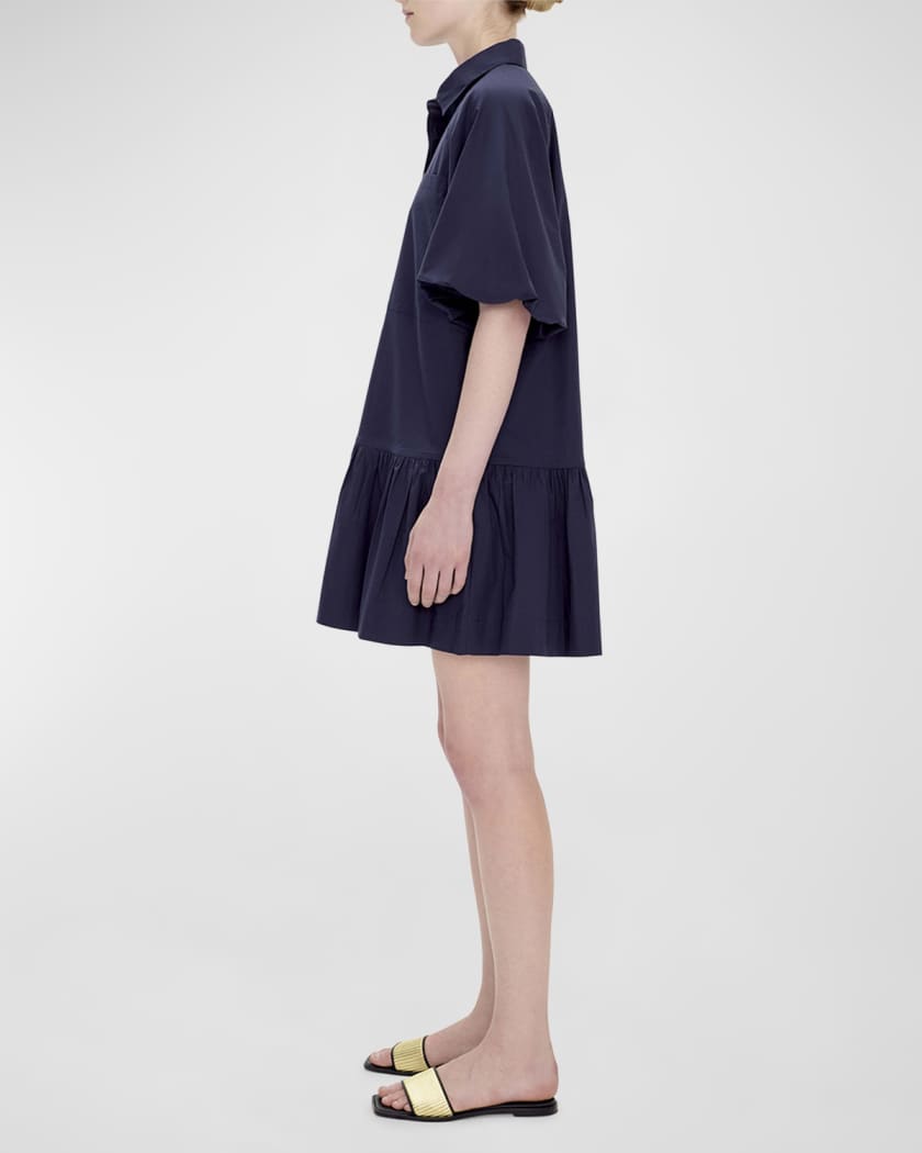 Crissy Puff-Sleeve Cotton Poplin Mini Shirtdress