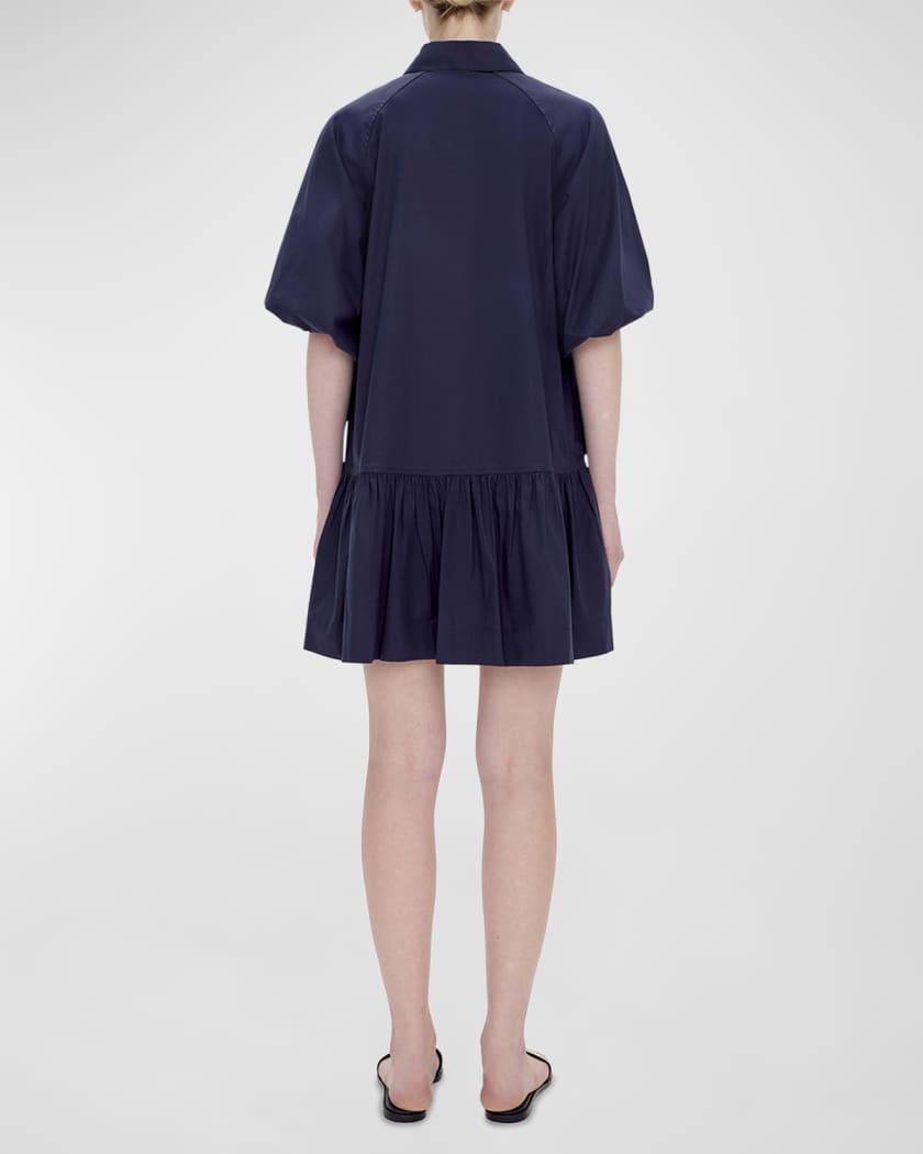 Crissy Puff-Sleeve Cotton Poplin Mini Shirtdress