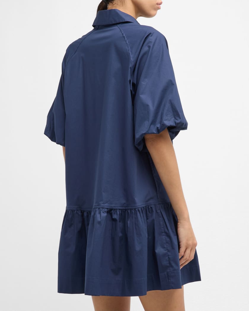 Crissy Puff-Sleeve Cotton Poplin Mini Shirtdress