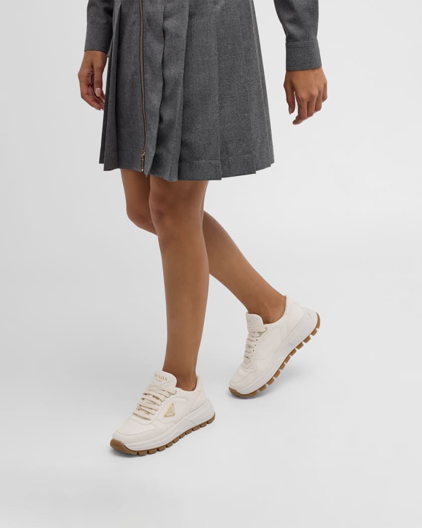 Prada Leather Logo Runner Sneakers Neiman Marcus
