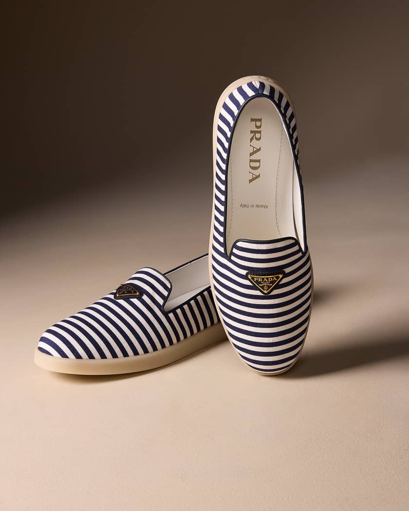 Prada Saint Tropez Stripe Slip On Sneakers Neiman Marcus