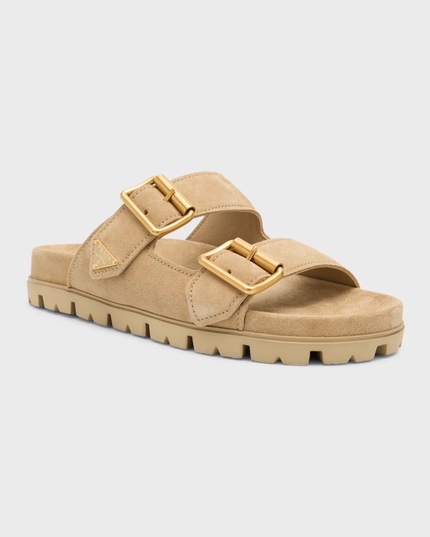 Double Buckle Slide Sandals