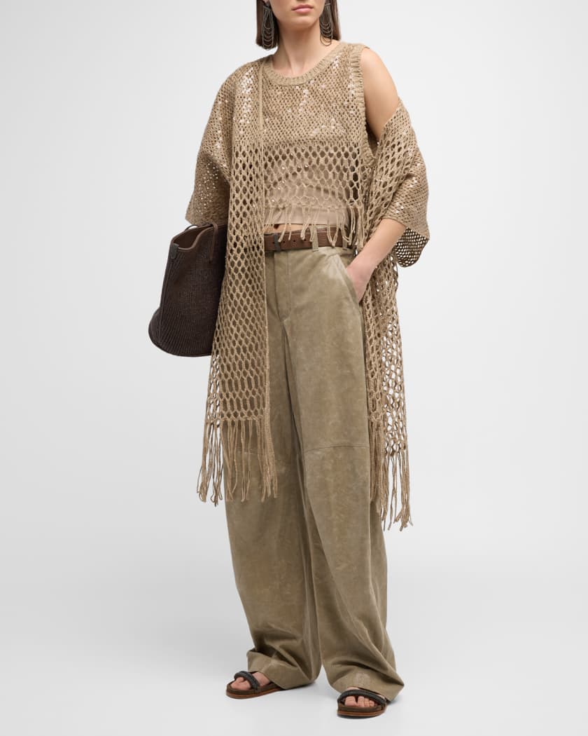 Brunello Cucinelli macramé cardi-coat - Neutrals