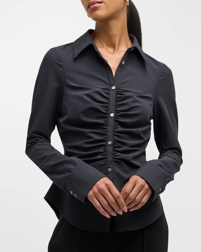 Sienna Slim Ruched Button Front Shirt