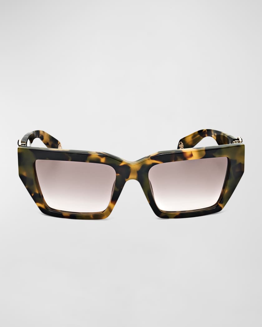 Iconic RC Logo Acetate Rectangle Sunglasses 