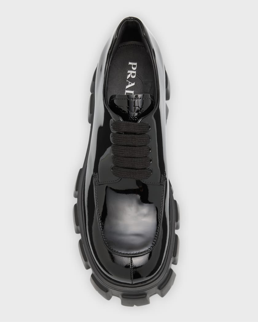 Prada Men s Monolith Patent Lug Sole Derby Shoes Neiman Marcus