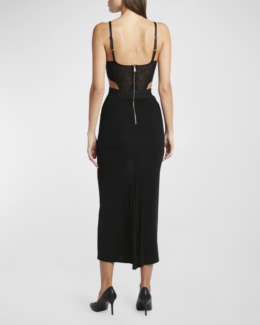 Lace Bustier Midi Bodycon Dress 