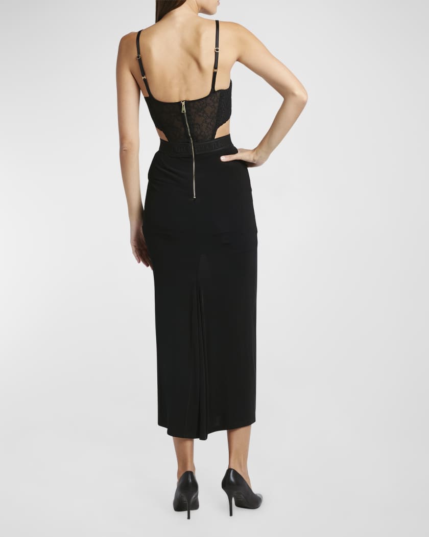 Lace Bustier Midi Bodycon Dress 