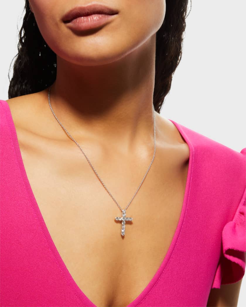 18K Gold Diamond Cross Pendant Necklace