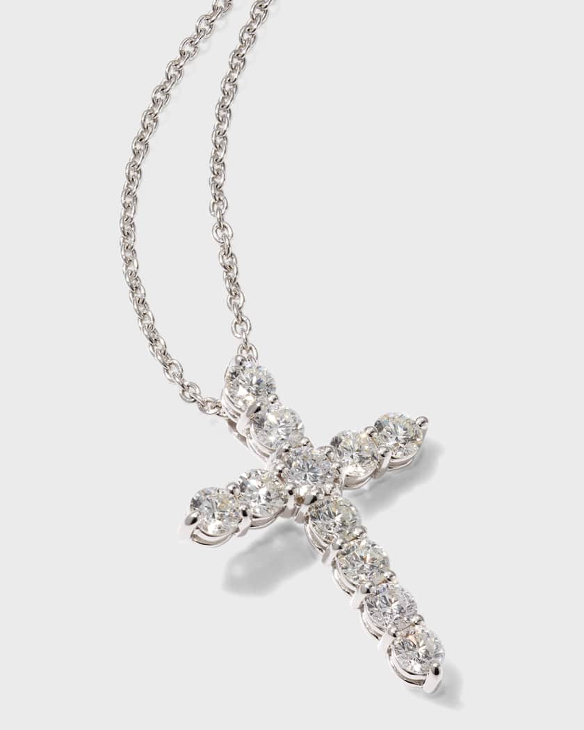 18K Gold Diamond Cross Pendant Necklace