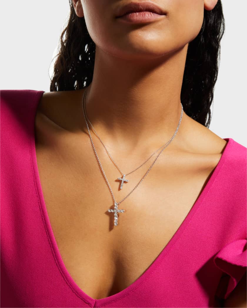 18K Gold Diamond Cross Pendant Necklace