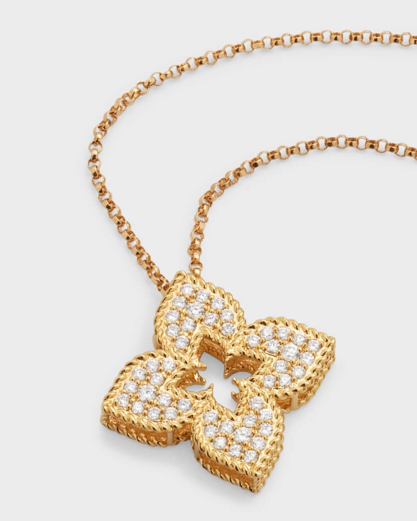 18K Petite Venetian Princess Allover Diamond Flower Necklace
