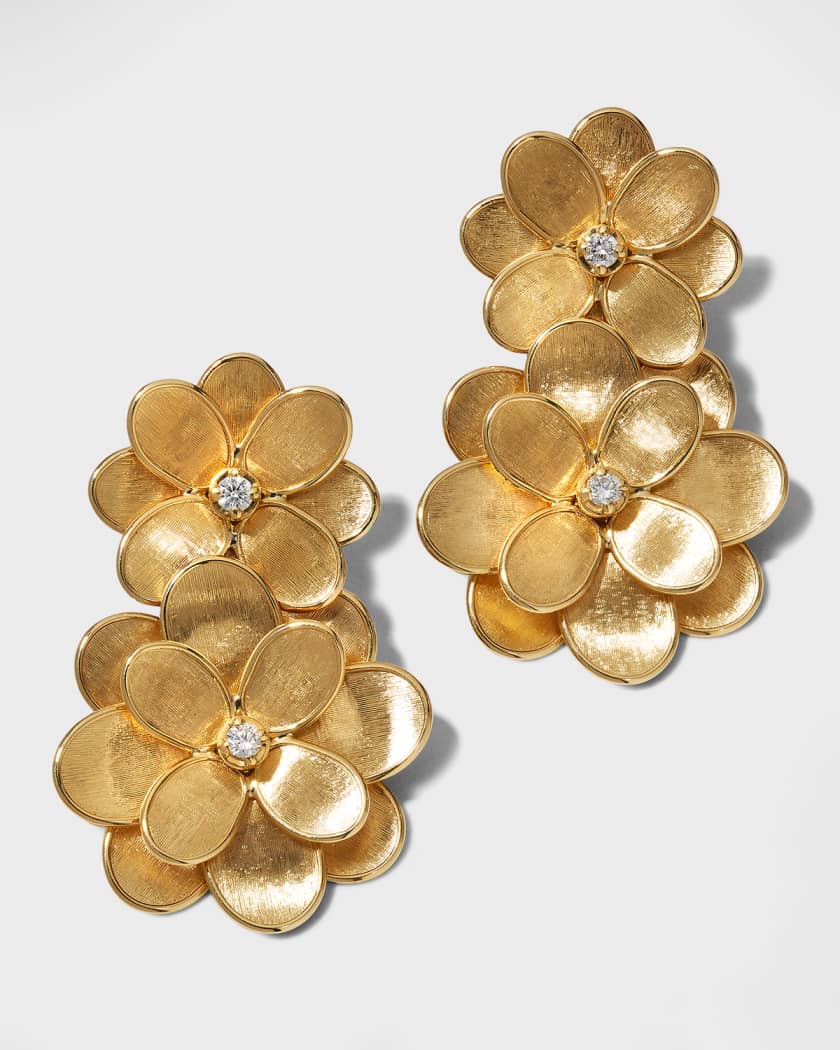 Marco Bicego 18k Petali Drop Earrings w Diamonds Neiman Marcus