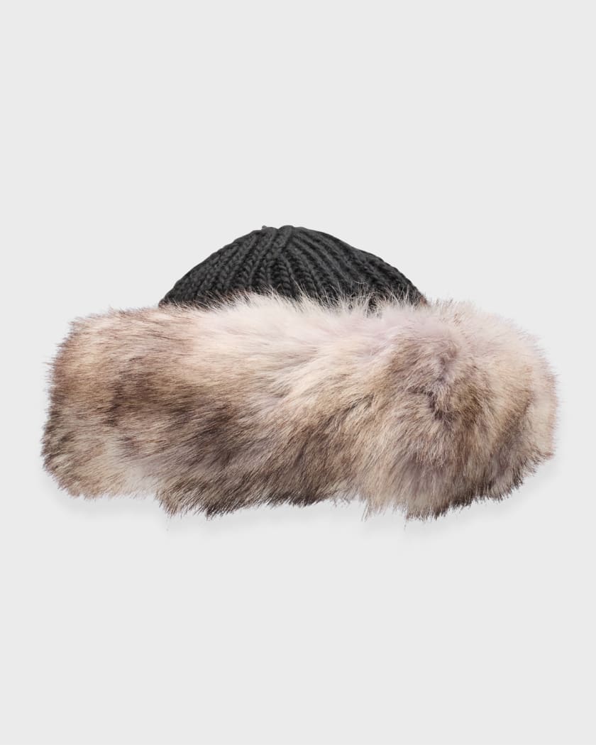 Surell Accessories Kate Knit Beanie With Faux Fur Cuff Neiman Marcus