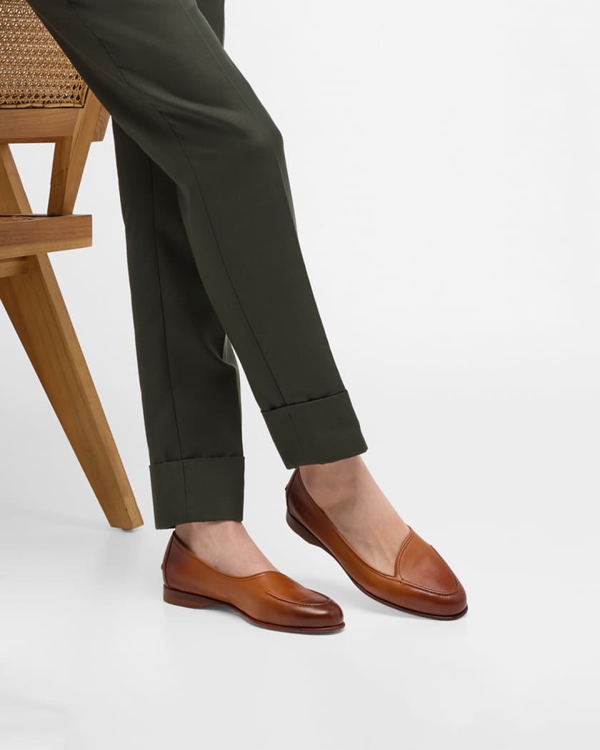 Santoni leather flat loafers - Brown