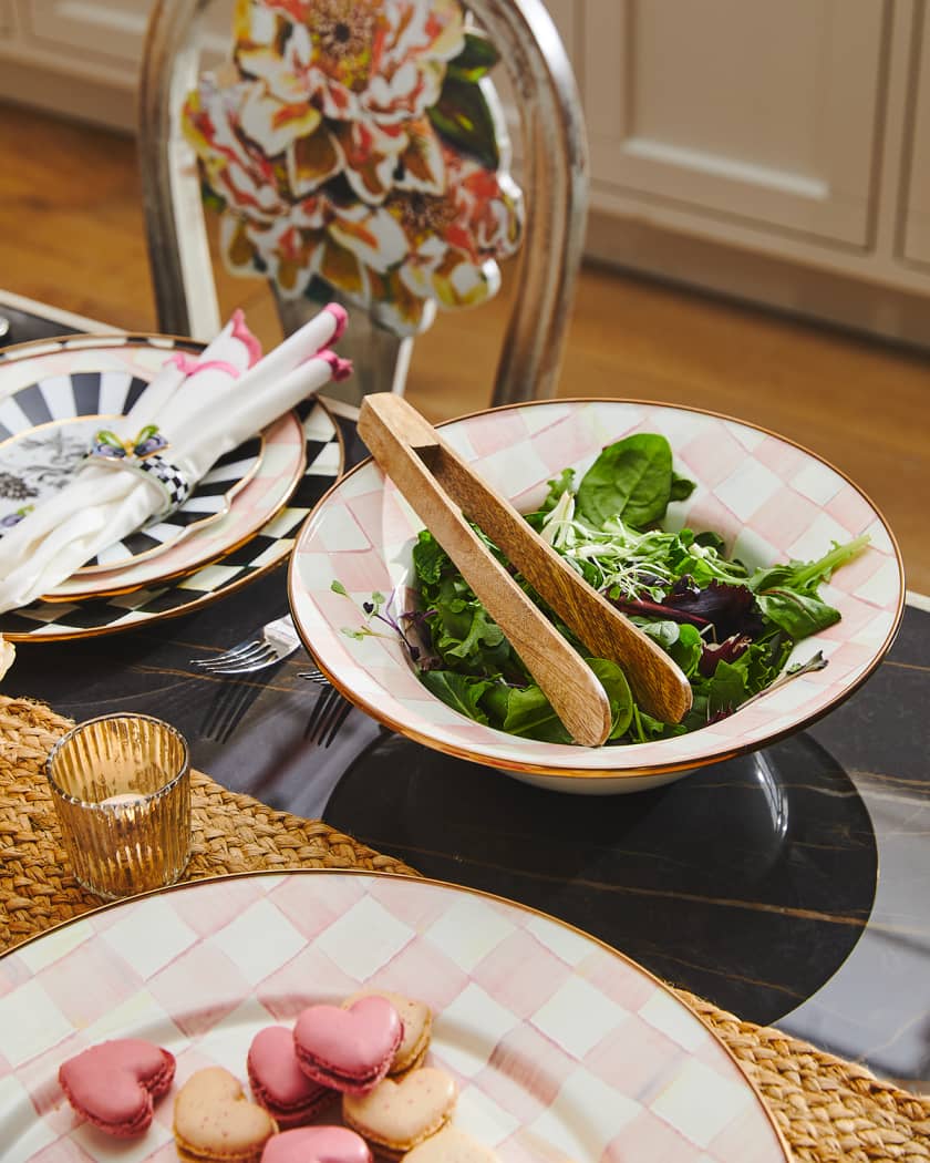Rosy Check Enamel Serving Bowl