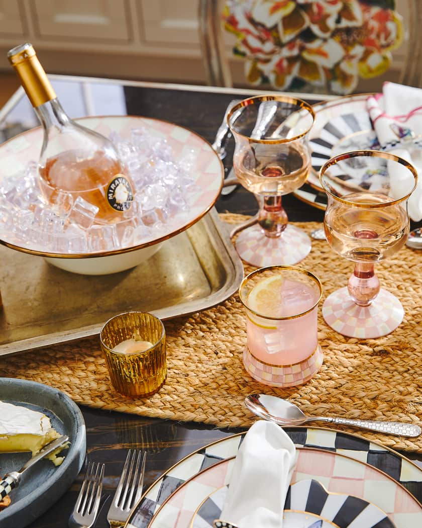 Rosy Check Enamel Serving Bowl