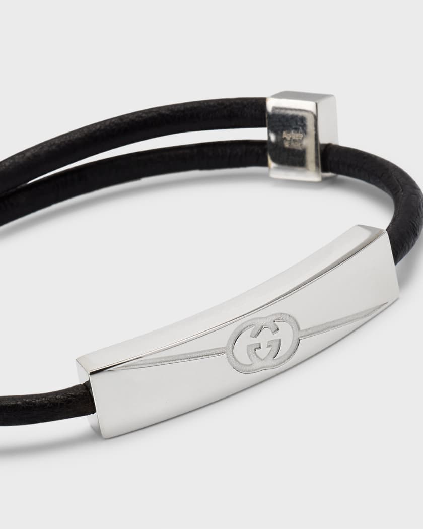 Gucci Men's Interlocking GG Sterling-silver Bracelet