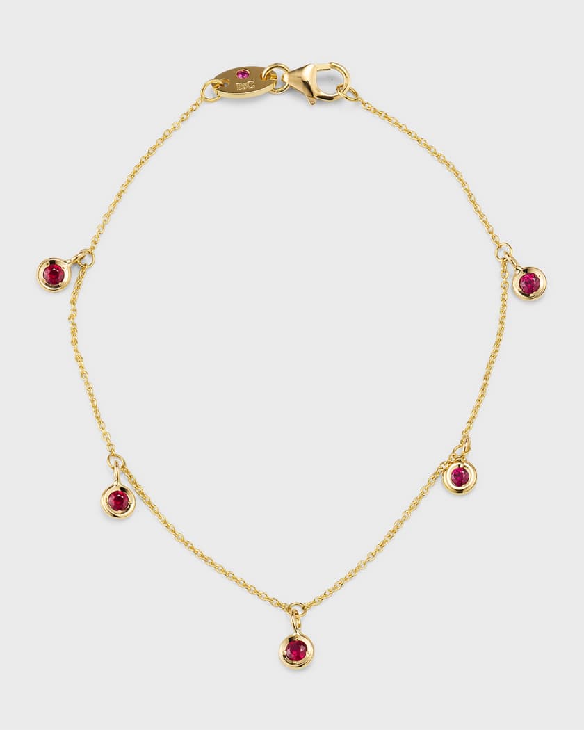 Roberto Coin 18K Yellow Gold Ruby 5 Station Bracelet Neiman Marcus