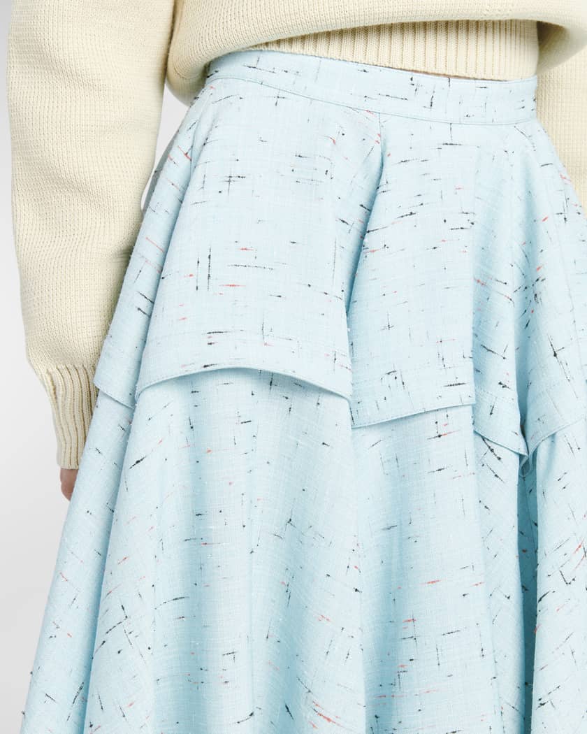 Bottega Veneta Tiered Midi Circle Skirt | Neiman Marcus