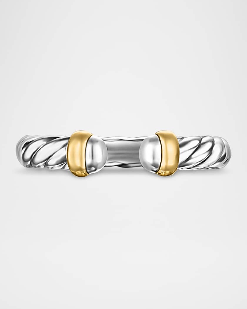 Cable Flex Open Ring in Silver and 14K Gold, 3.4mm