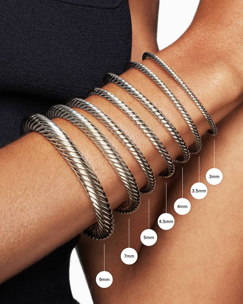 Cable Flex Bracelet with Gemstone in Silver and 14K Gold, 4mm