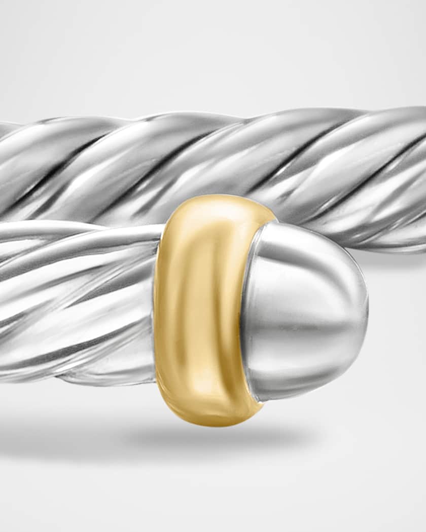 Cable Flex Bracelet with Gemstone in Silver and 14K Gold, 4mm