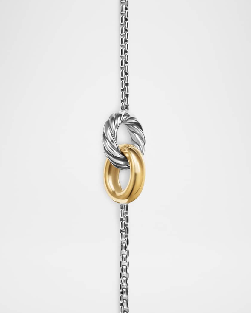 Petite Cable Linked Hoop Bracelet in Silver and 14K Gold, 1.5mm