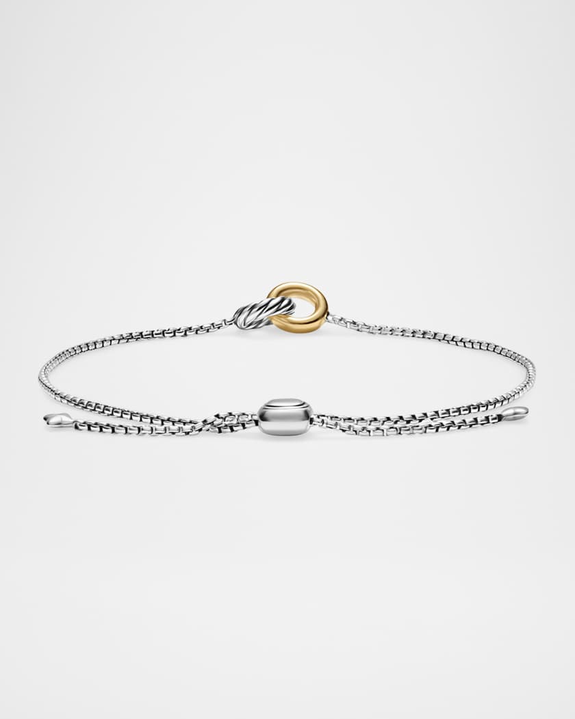 Petite Cable Linked Hoop Bracelet in Silver and 14K Gold, 1.5mm