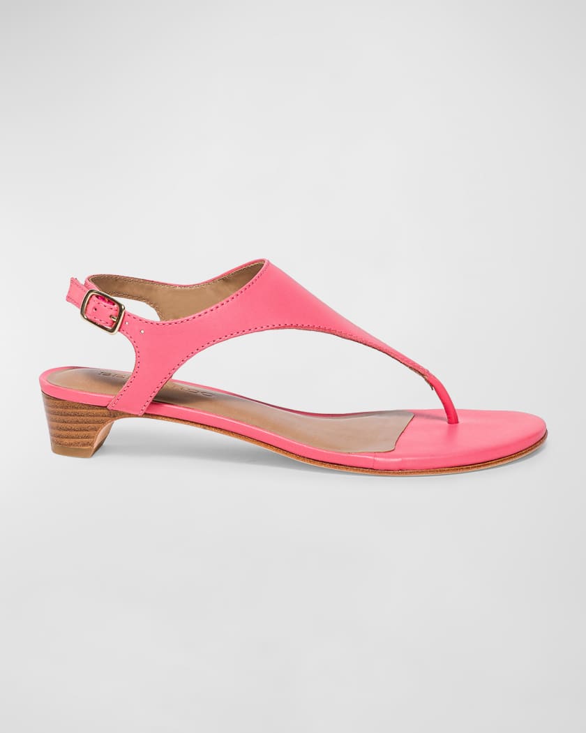 Calfskin Low Heel Thong Slingback Sandals