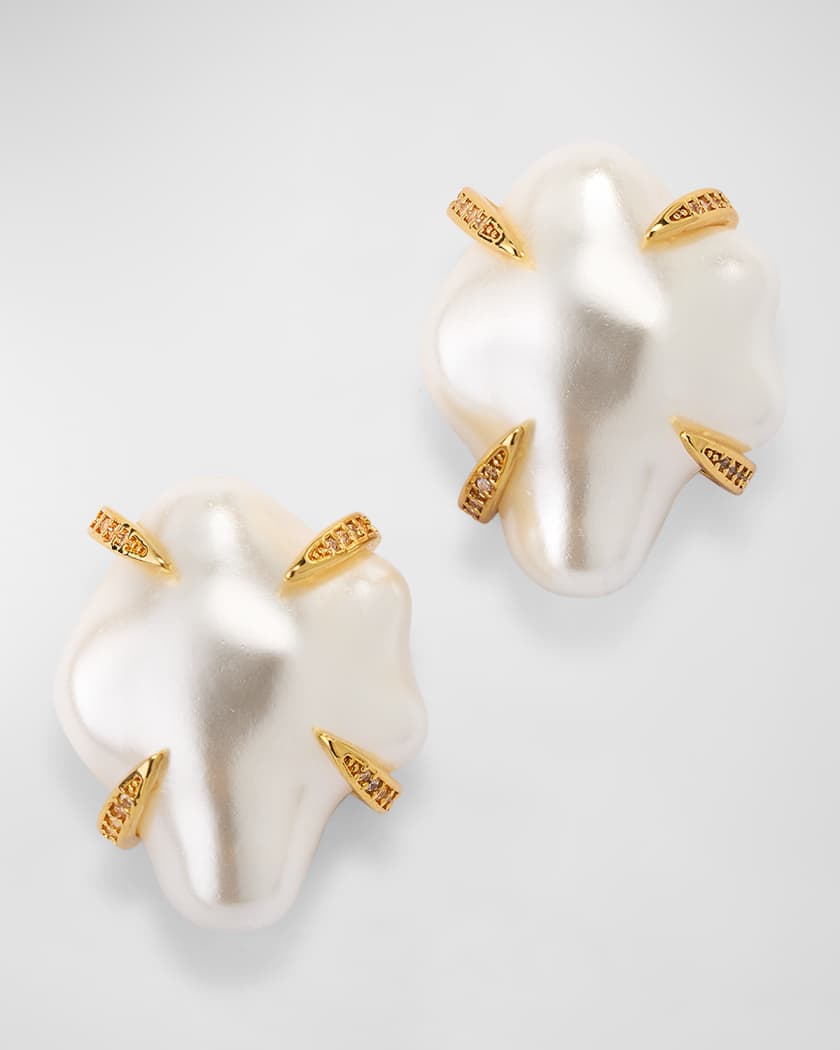 Kenneth Jay Lane Pearl Rhinestone Earrings Neiman Marcus