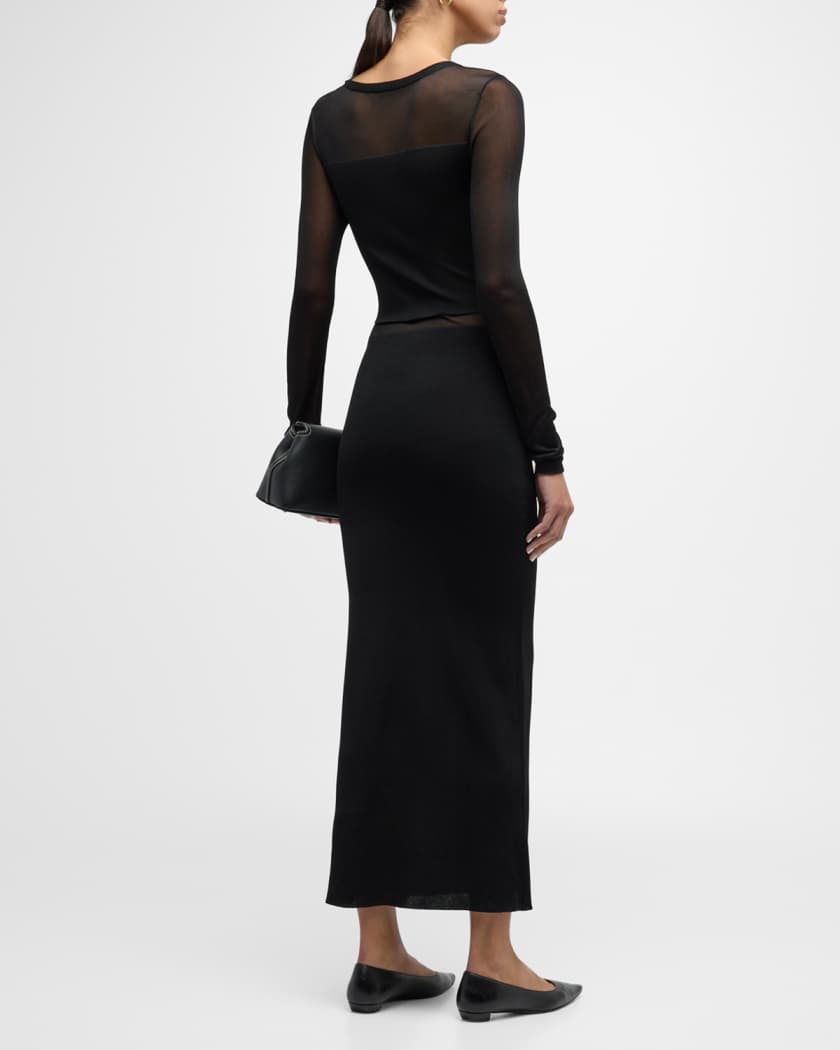 Toteme Plisse Knit Semi Sheer Evening Dress Neiman Marcus
