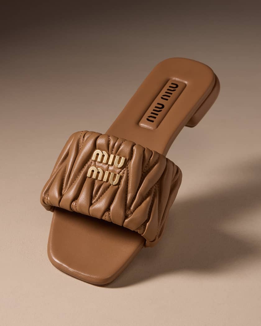 Quilted Leather Flat Slide Style