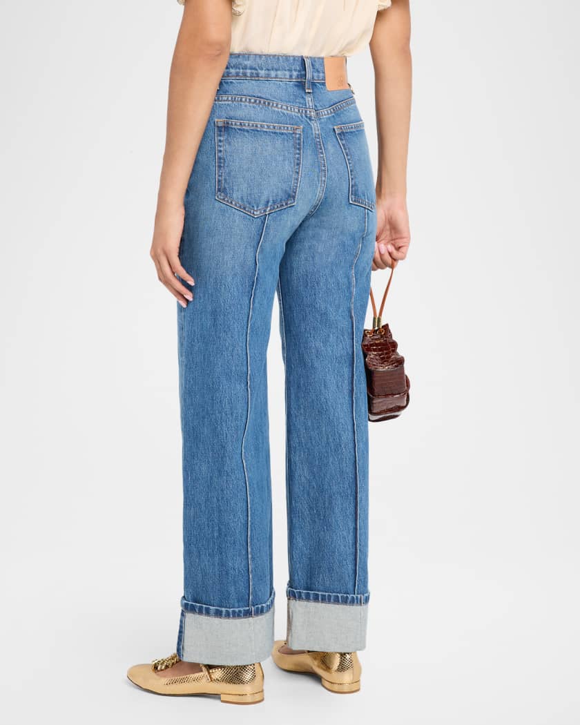 The Genevieve Pintuck Wide-Leg Denim Jeans