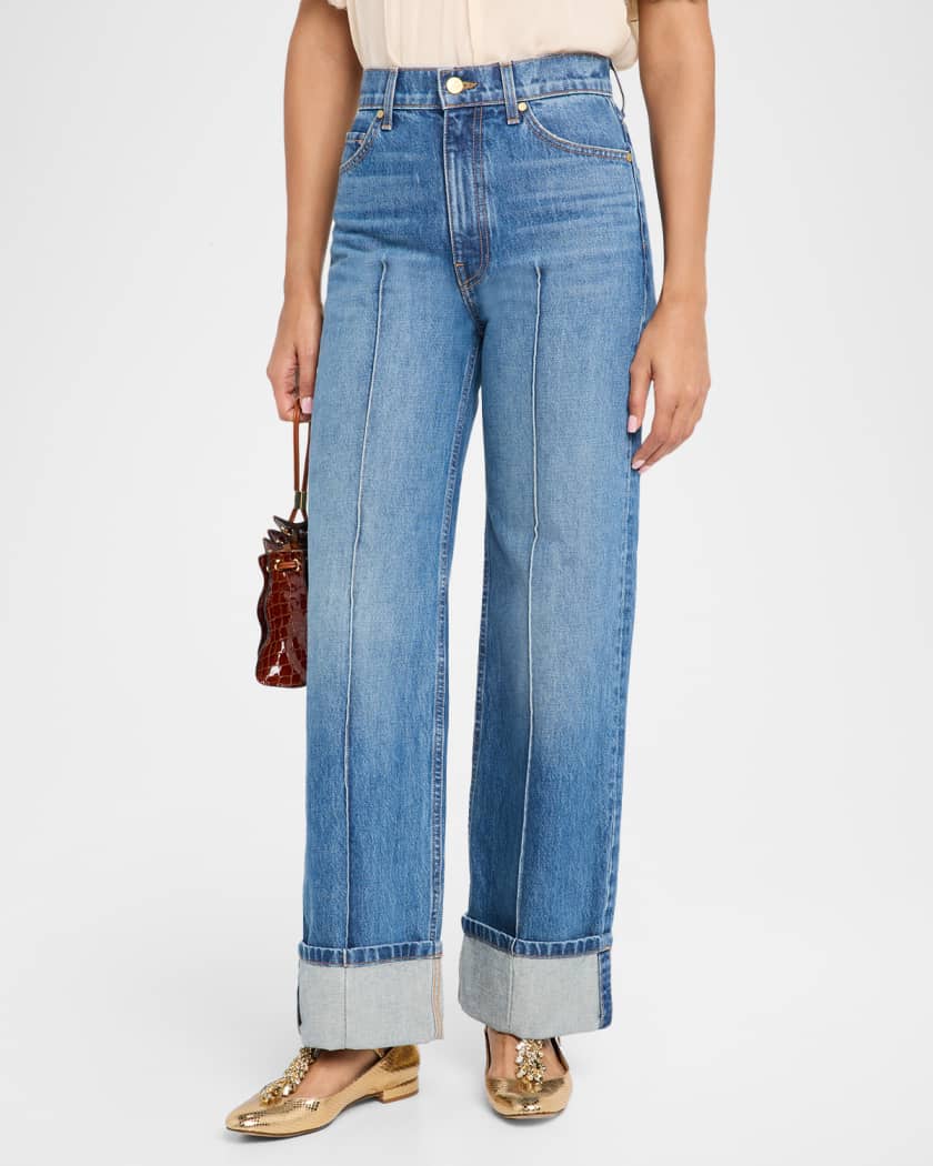 The Genevieve Pintuck Wide-Leg Denim Jeans