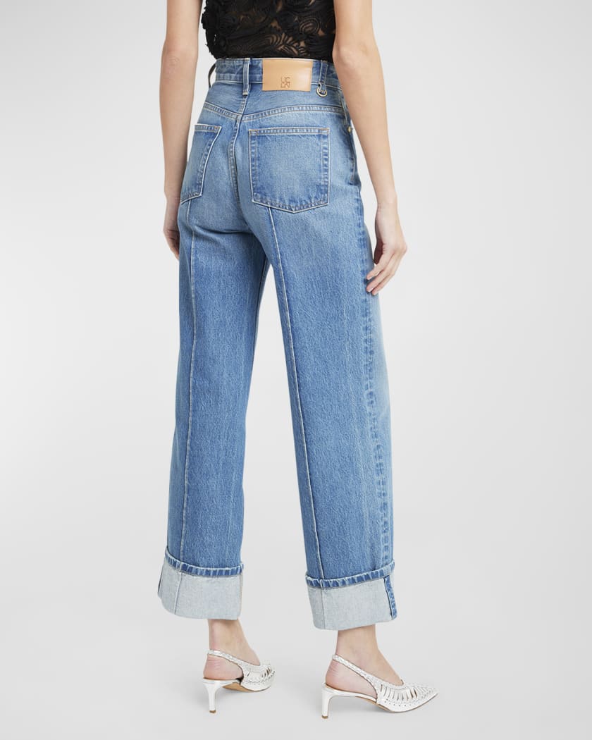 The Genevieve Pintuck Wide-Leg Denim Jeans