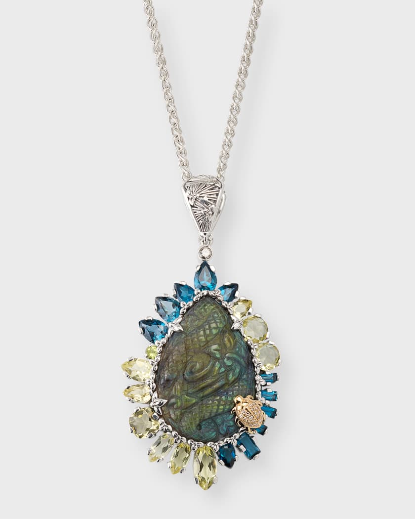 Stephen Dweck Hand Carved Labradorite Citrine Blue Topaz and