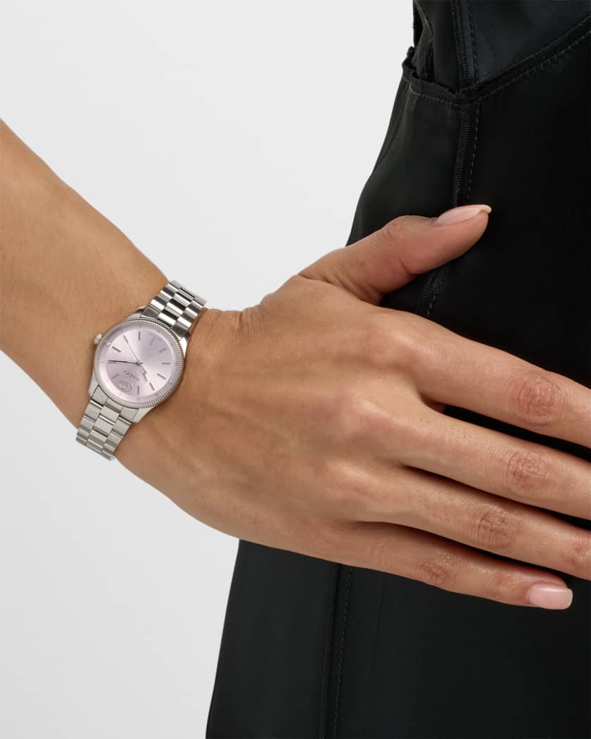 G-Timeless Slim Watch with Diamonds and Bracelet Strap
