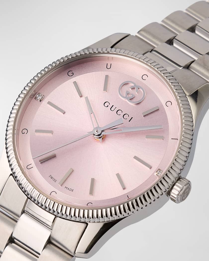 G-Timeless Slim Watch with Diamonds and Bracelet Strap