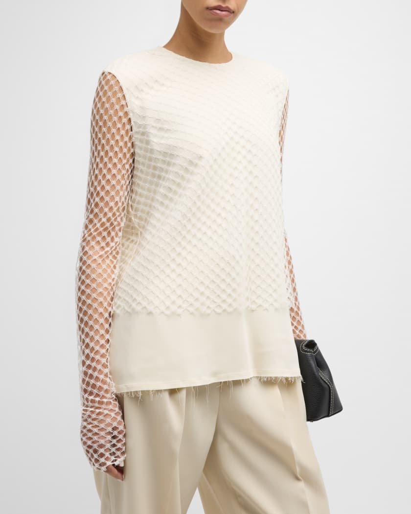 Toteme Layered White-Diamond Lace Top | Neiman Marcus