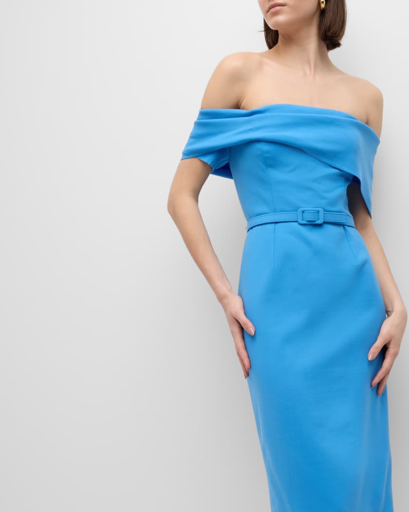 Off-White metallic draped midi dress - Blue