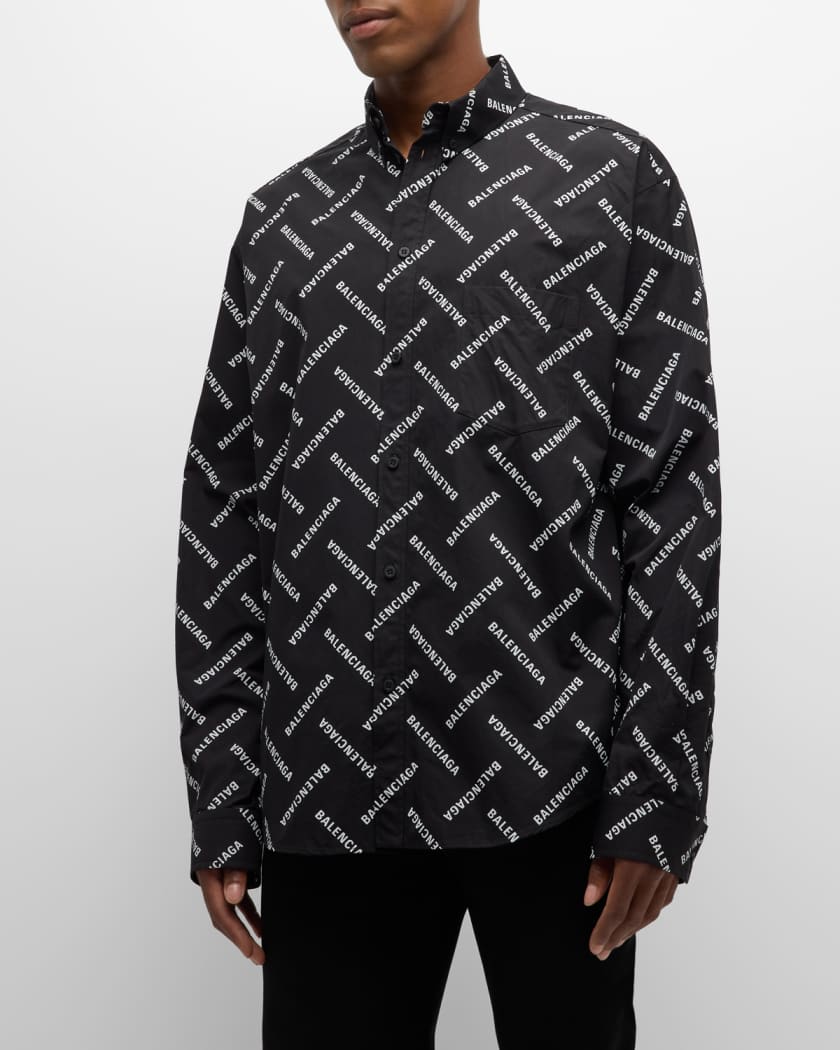 Men's Diagonal Allover Logo Sport Shirt